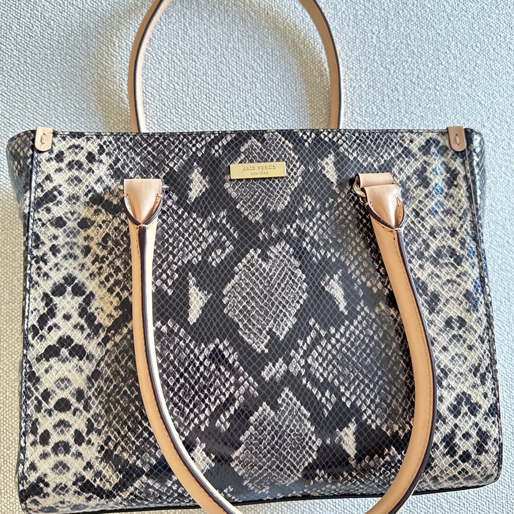 Kate Spade Black and Cream Snake Print Tote